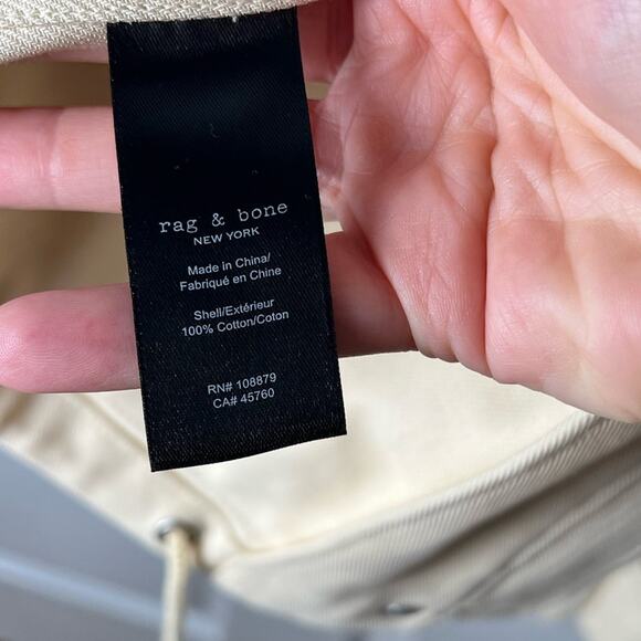 Rag & Bone Trail Long Sleeve Cotton Crop Jacket in Ecru Beige S - Picture 9 of 9